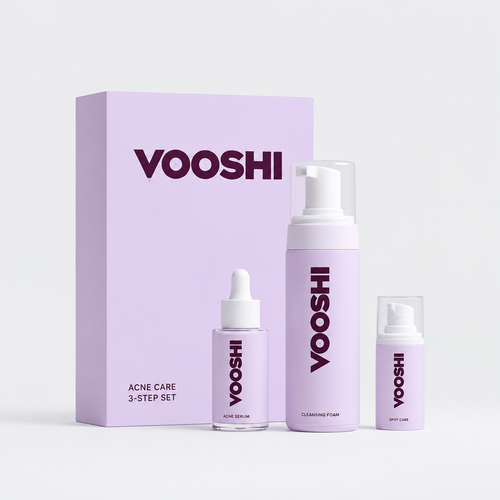 VOOSHI Acne Care Set, lilac gift box with three bottles