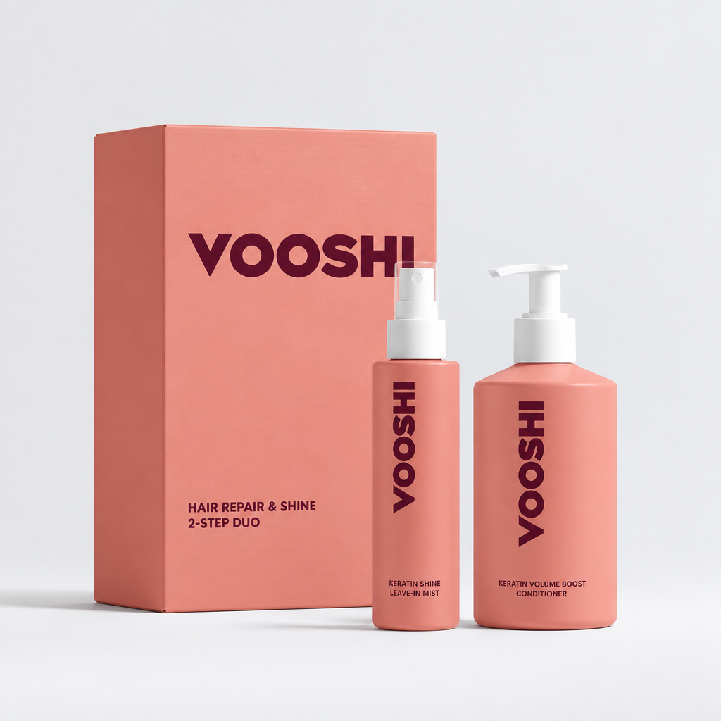 VOOSHI Hair Repair & Shine Duo, coral gift box with two products