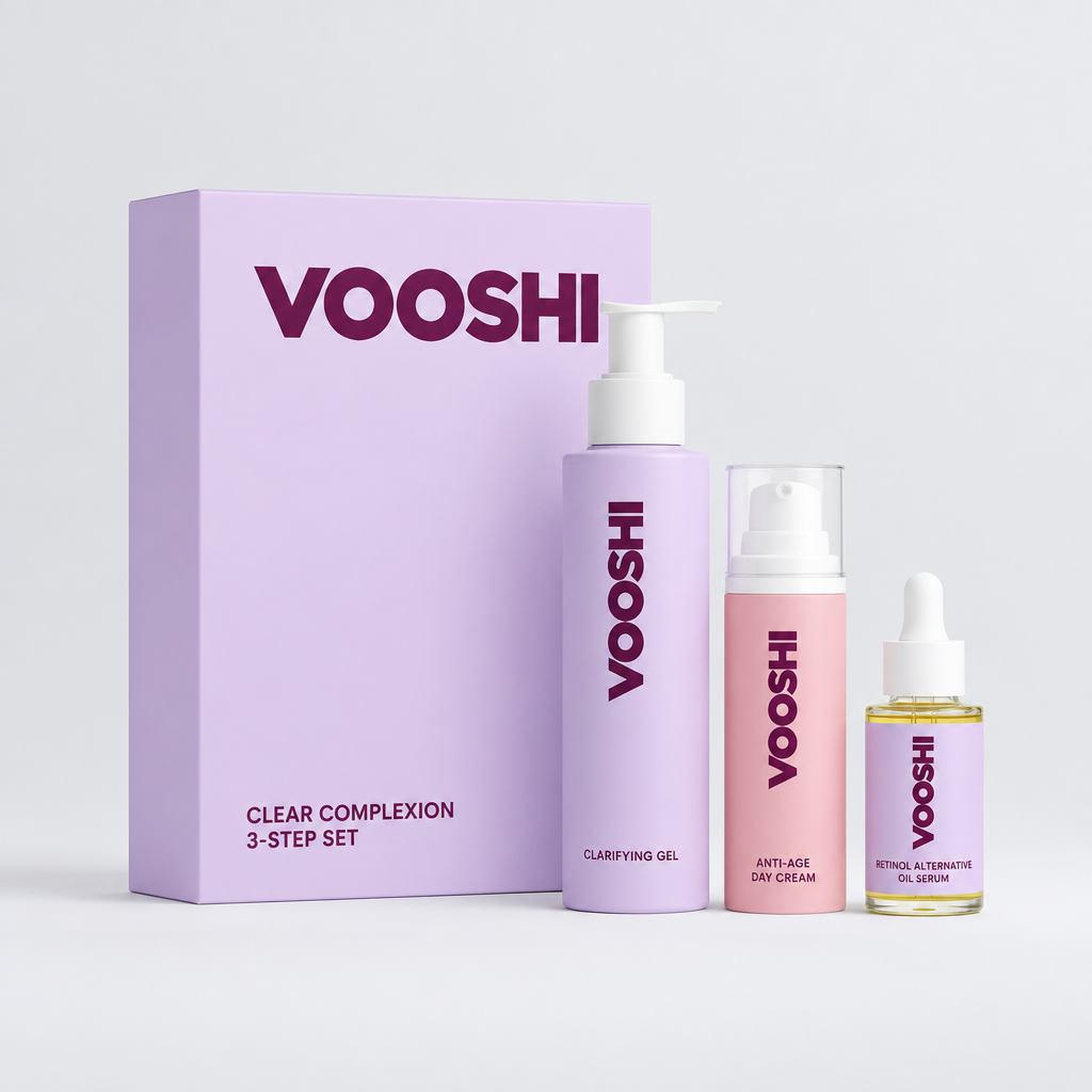 VOOSHI Clear Complexion Set, lilac gift box with three products