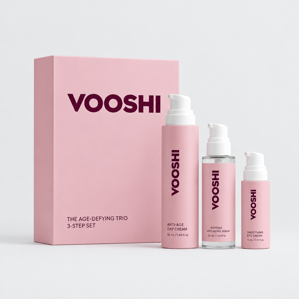 VOOSHI The Age-Defying Trio, blush gift box with three bottles