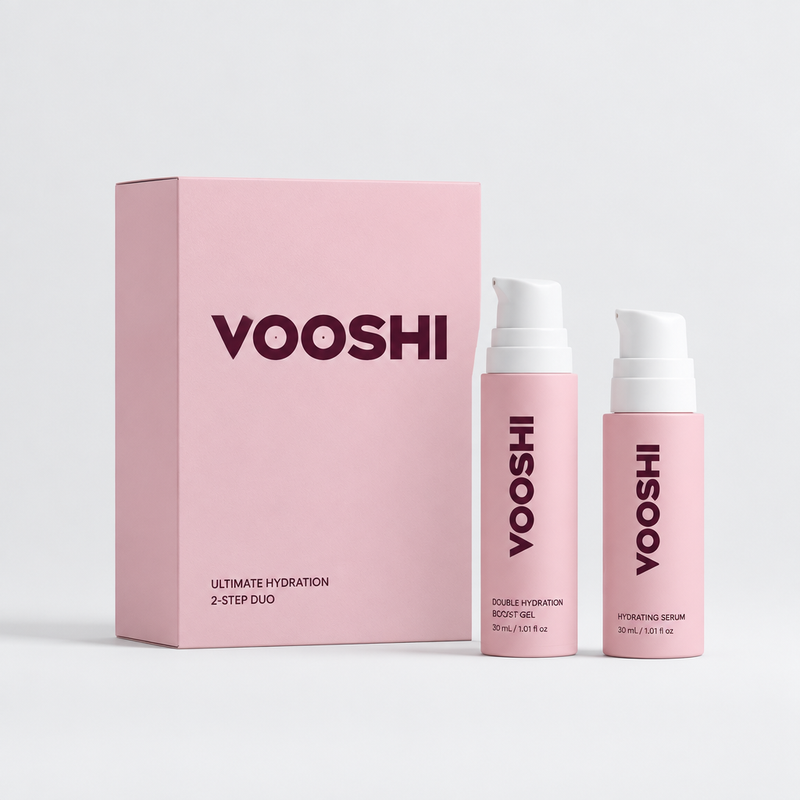 VOOSHI Ultimate Hydration Duo, blush gift box with two bottles