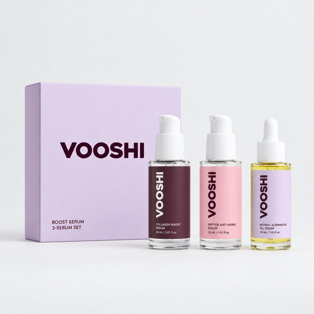 VOOSHI Boost Serum Trio, lilac gift box with three serums