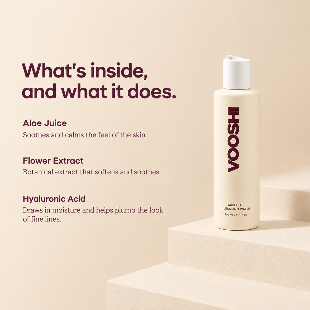 Key ingredients and what they do - VOOSHI Micellar Cleansing Water