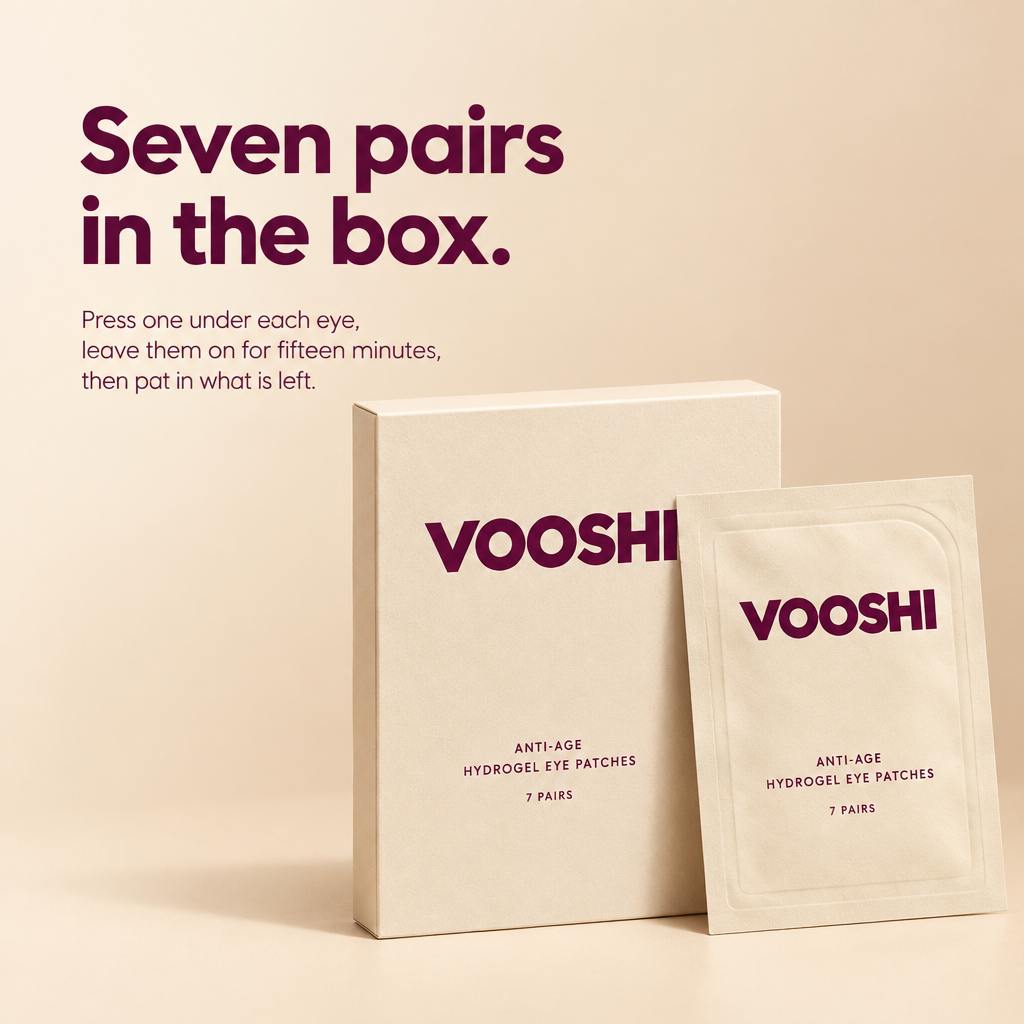Seven pairs in the box - how to use VOOSHI Anti-Age Hydrogel Eye Patches