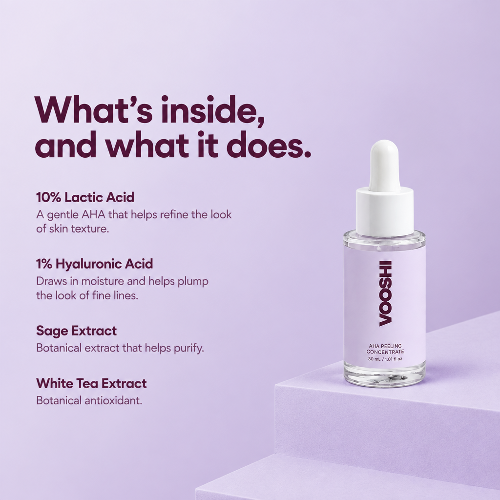 Key ingredients and what they do - VOOSHI AHA Peeling Concentrate