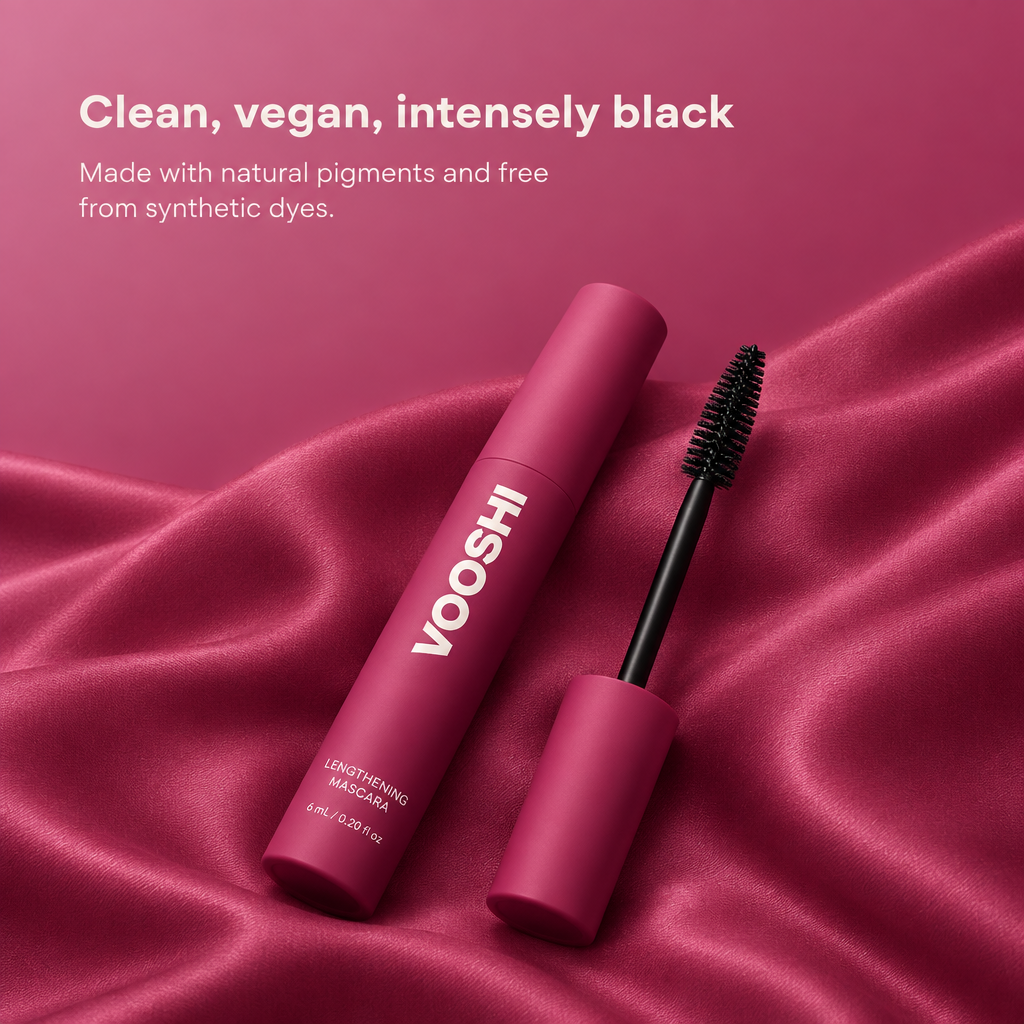 Clean, vegan, intensely black - VOOSHI Lengthening and Volumising Mascara