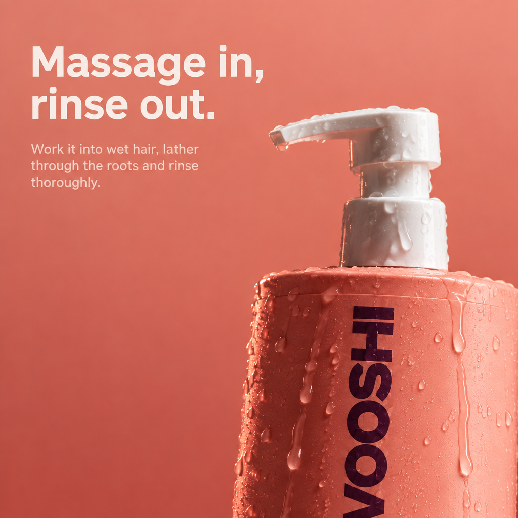 Massage in, rinse out - how to use VOOSHI Keratin Volume Boost Shampoo