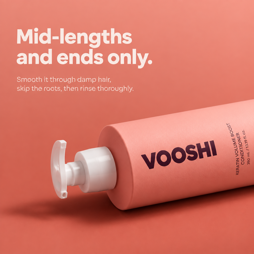 Mid-lengths and ends only - how to use VOOSHI Keratin Volume Boost Conditioner