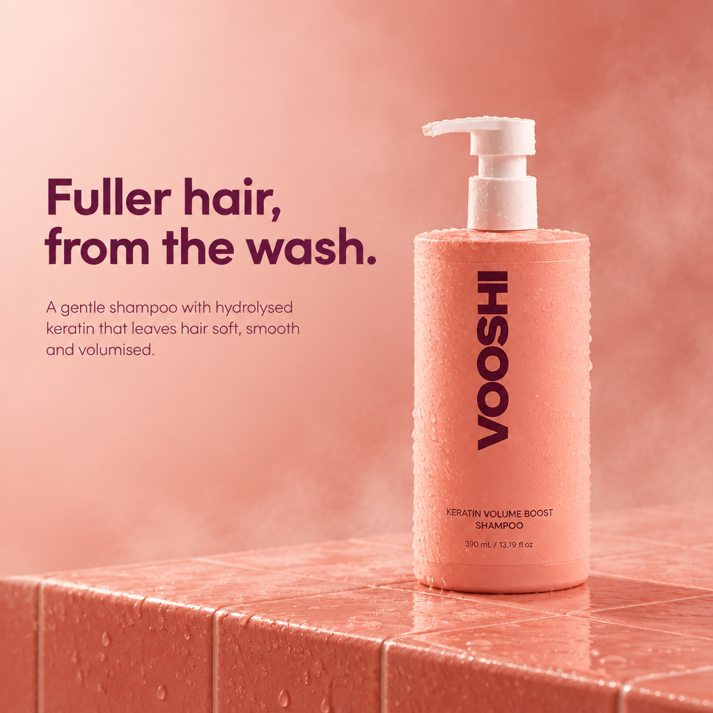 Fuller hair, from the wash - VOOSHI Keratin Volume Boost Shampoo