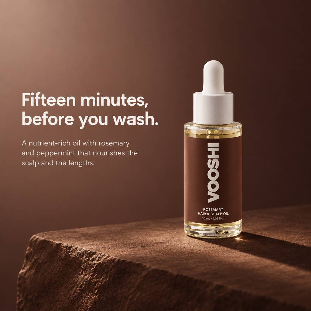 Fifteen minutes, before you wash - VOOSHI Rosemary Hair and Scalp Oil