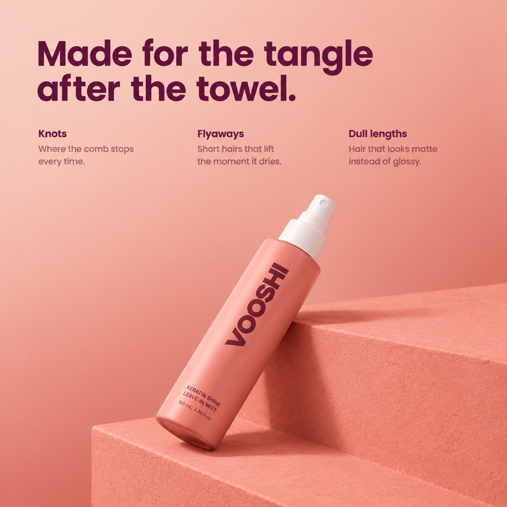 Made for the tangle after the towel - VOOSHI Keratin Shine Leave-In Hair Mist