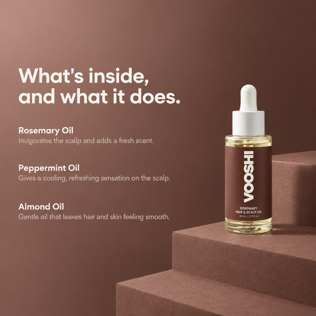 Key ingredients and what they do - VOOSHI Rosemary Hair and Scalp Oil
