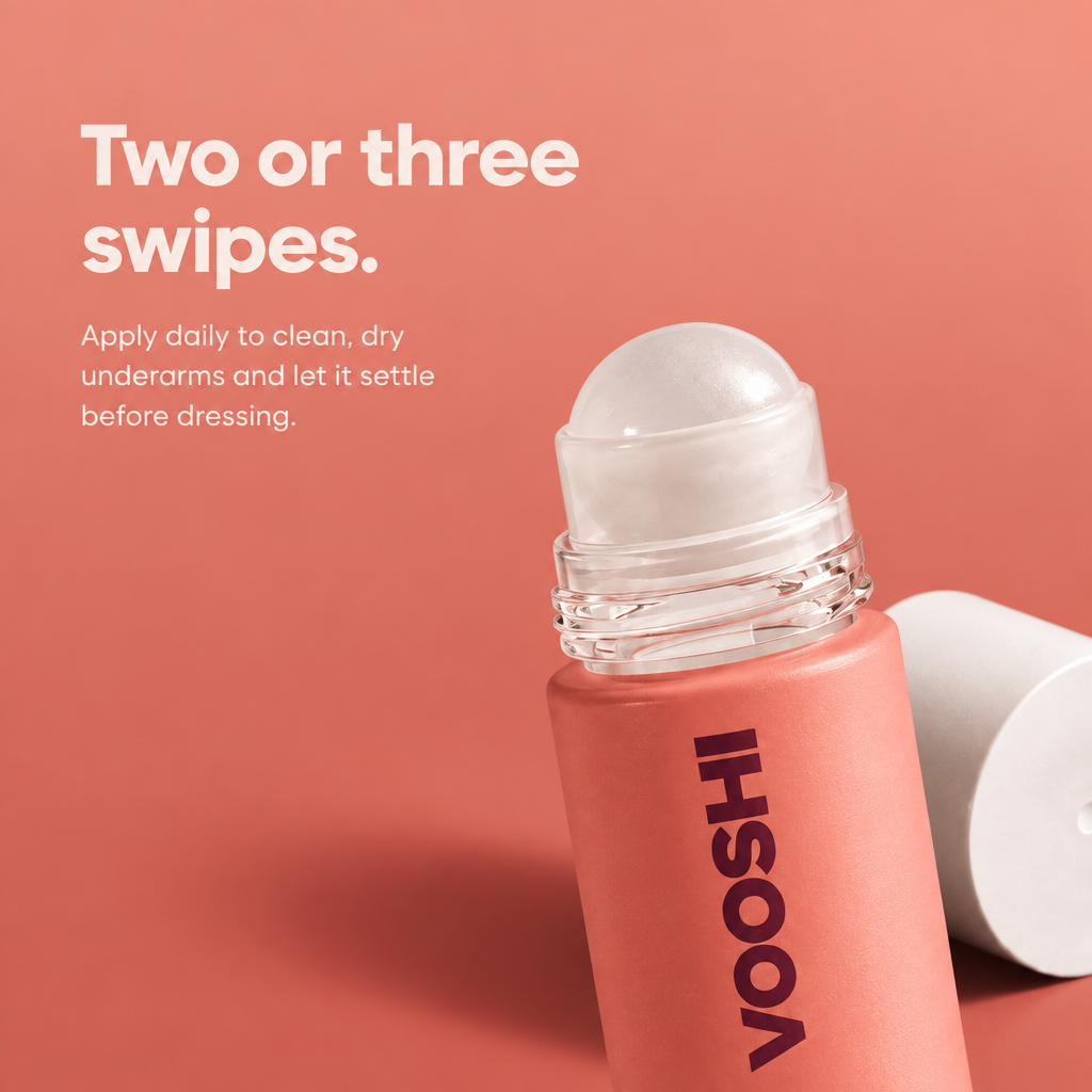 Two or three swipes - how to use VOOSHI Aluminium-Free Roll-On Deodorant