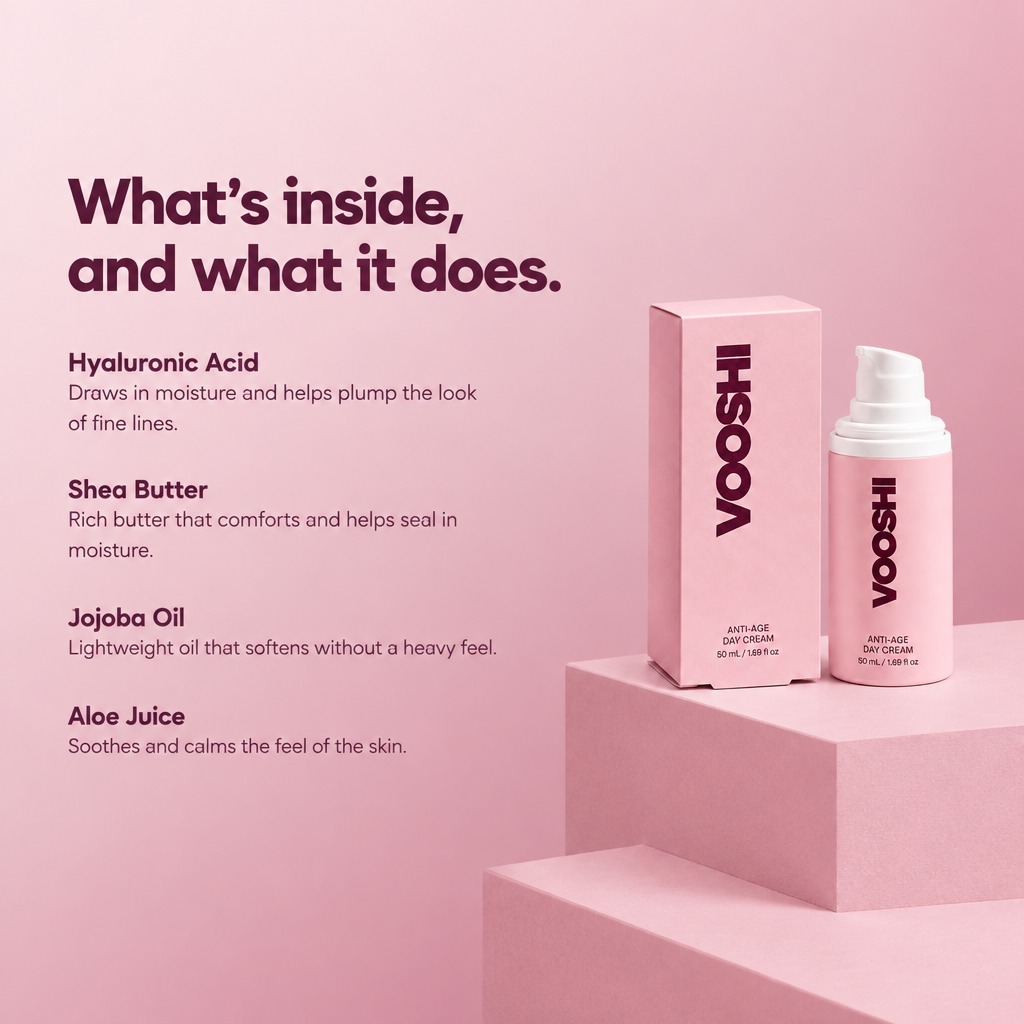 Key ingredients and what they do - VOOSHI Anti-Age Day Cream