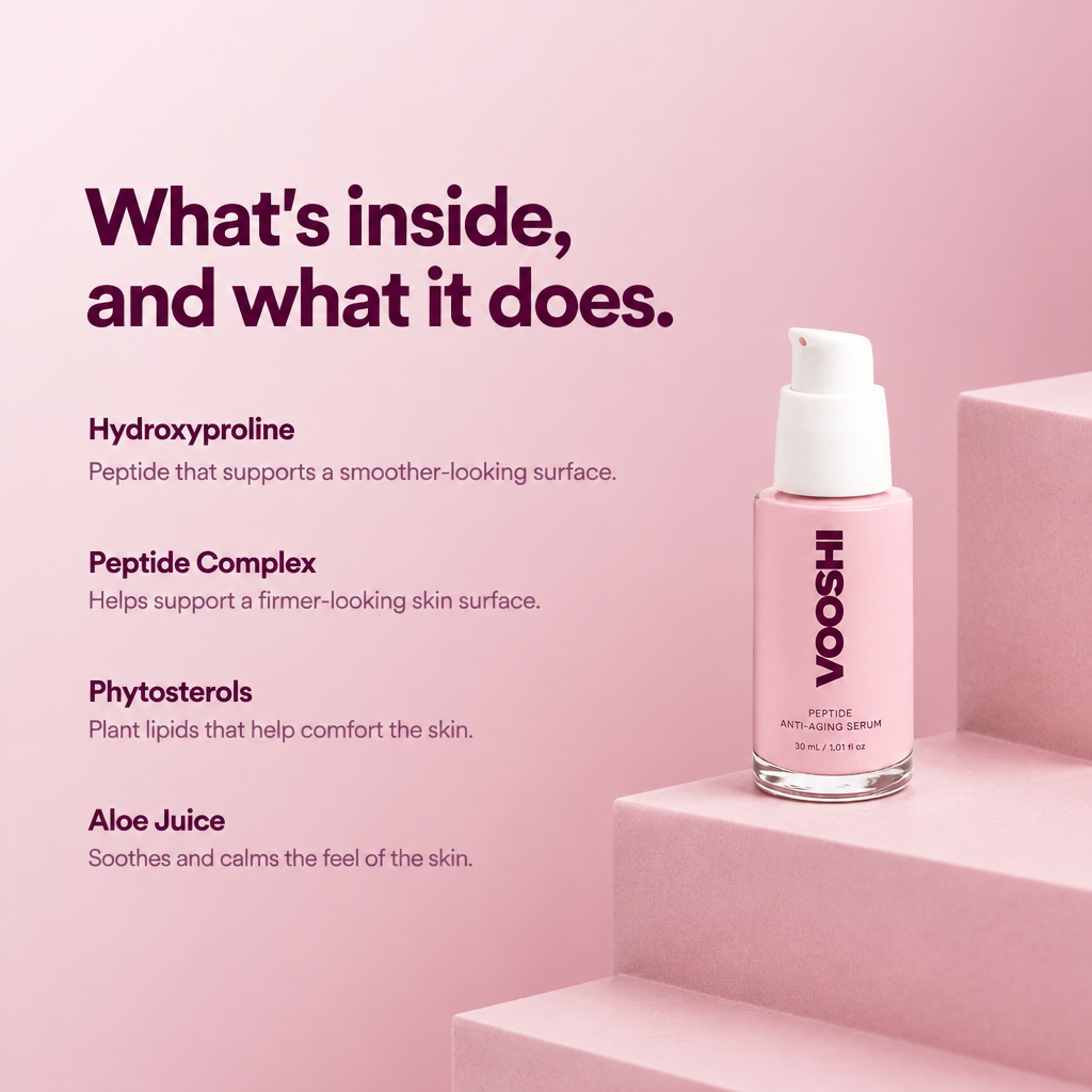 Key ingredients and what they do - VOOSHI Peptide Anti-Aging Serum