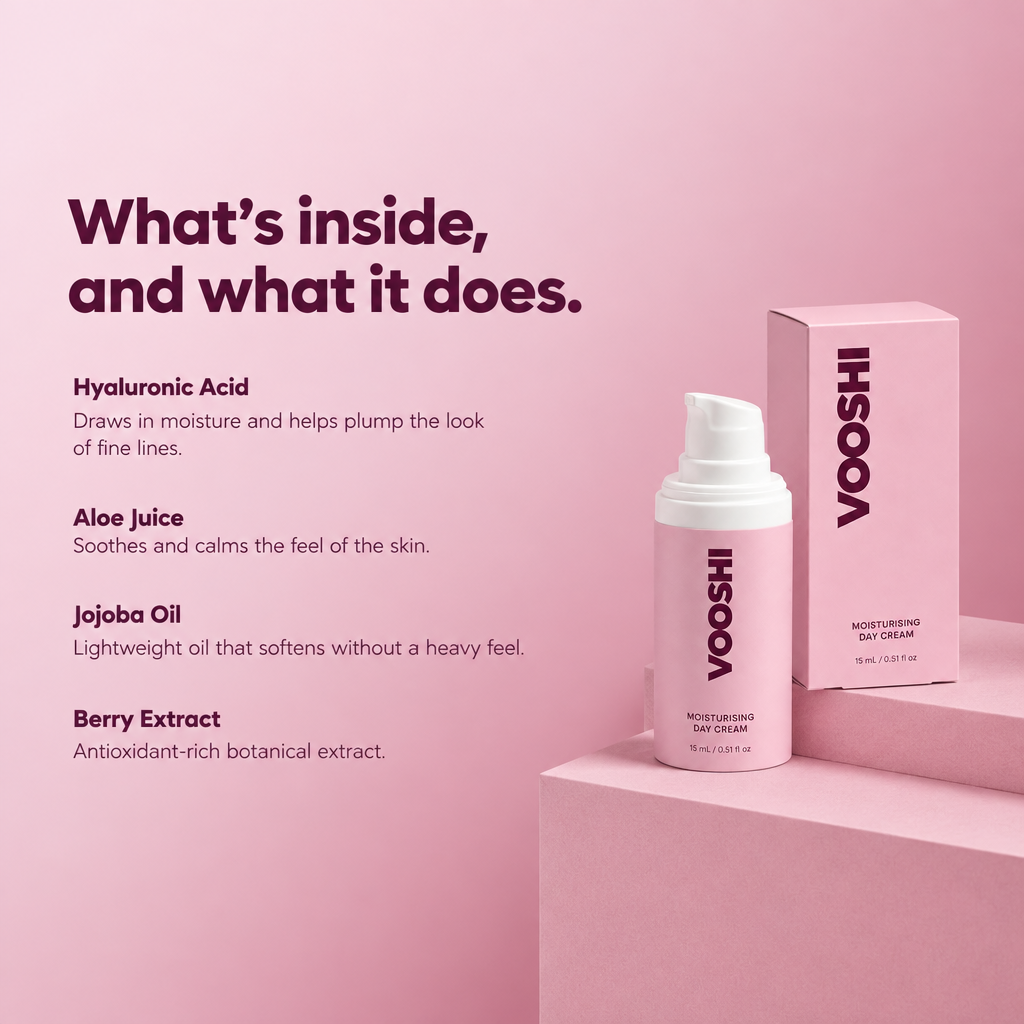 Key ingredients and what they do - VOOSHI Moisturising Day Cream