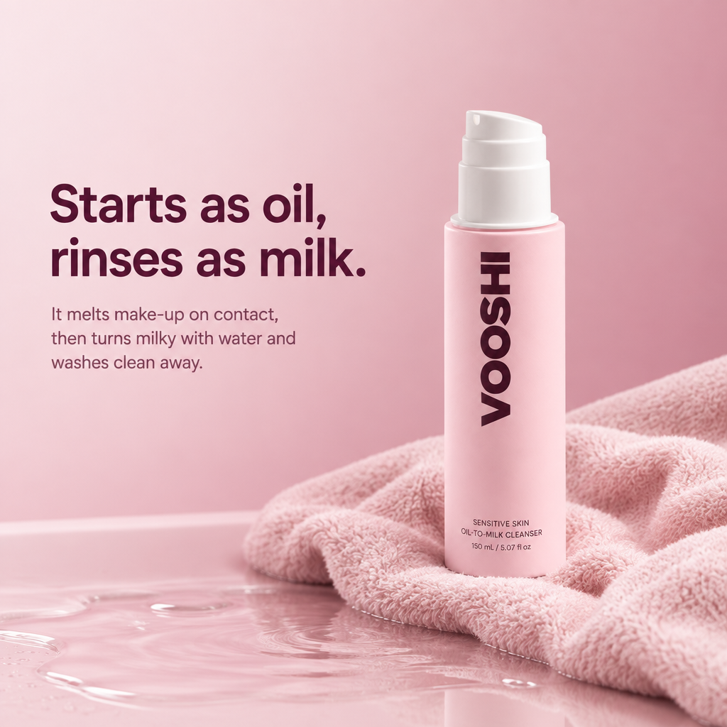 Starts as oil, rinses as milk - VOOSHI Sensitive Skin Oil-To-Milk Cleanser