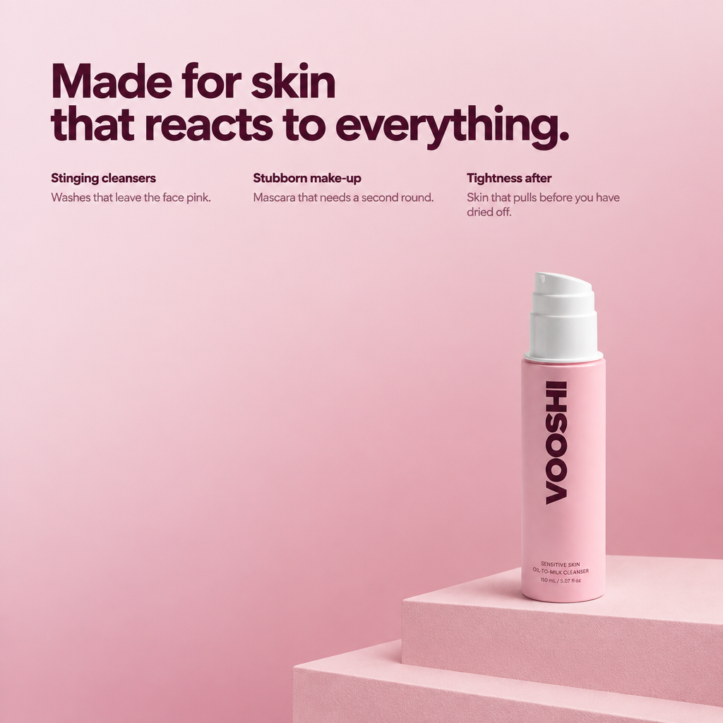 Made for skin that reacts to everything - VOOSHI Sensitive Skin Oil-To-Milk Cleanser