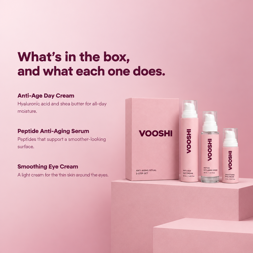 What is in the box and what each one does - VOOSHI Anti-Aging Ritual Set