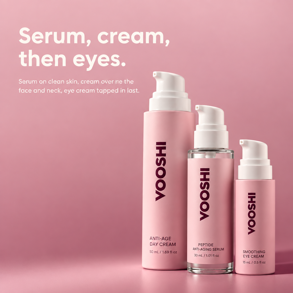 Serum, cream, then eyes - how to use VOOSHI The Age-Defying Trio