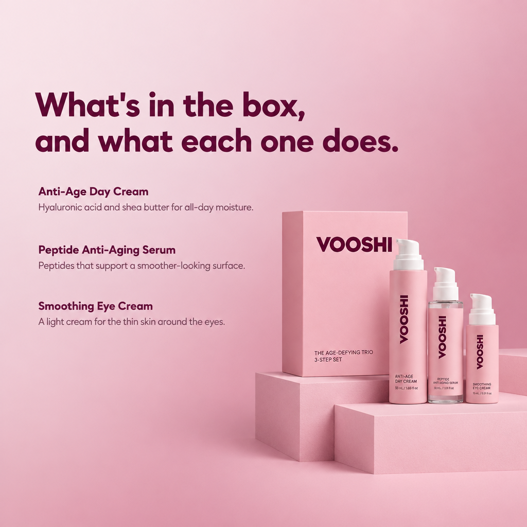 What is in the box and what each one does - VOOSHI The Age-Defying Trio