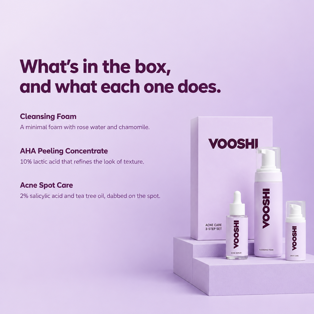What is in the box and what each one does - VOOSHI Acne Care Set