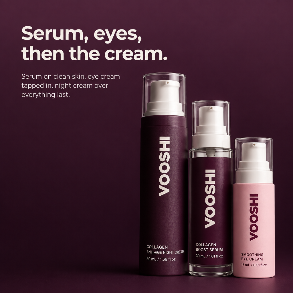 Serum, eyes, then the cream - how to use VOOSHI Collagen Night Routine