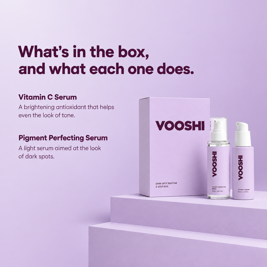 What is in the box and what each one does - VOOSHI Dark Spot Routine Duo