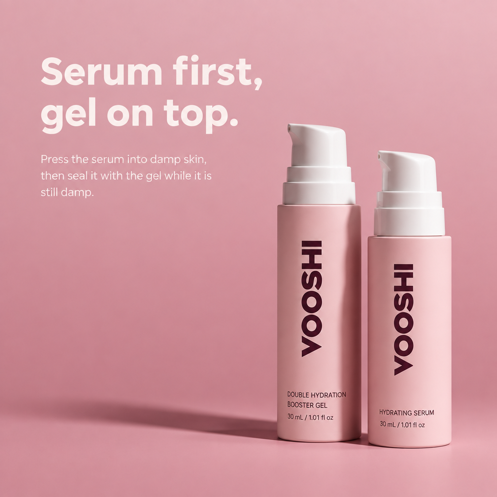 Serum first, gel on top - how to use VOOSHI Ultimate Hydration Duo